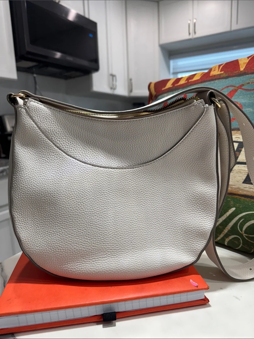 Nanette Lepore Ivory Pebbled Leather Shoulder Bag